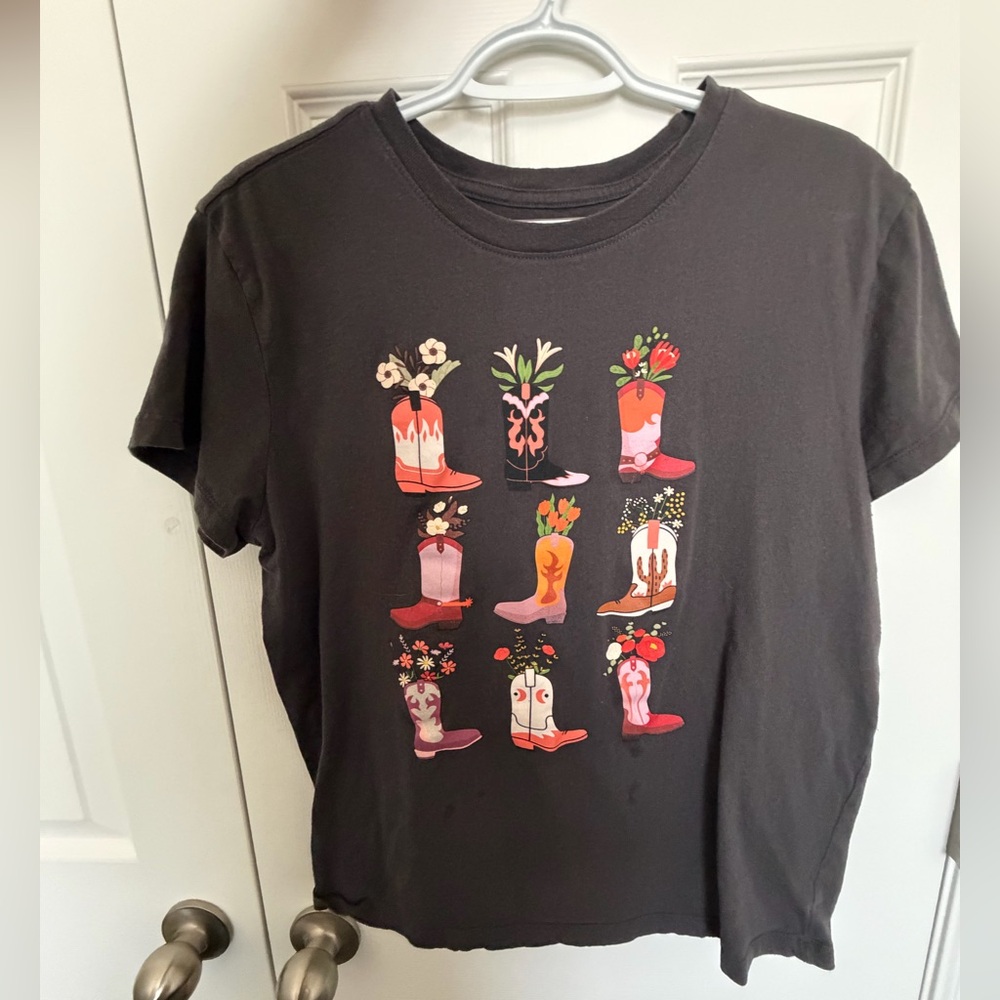 Graphic T-Shirt with Boot Design